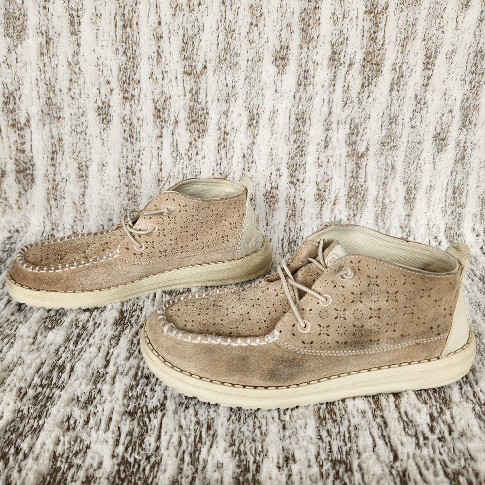 Hey Dude "Wendy Mid Suede Boho" Ivory Tan Leather | Women's Size 7 - Picture 7 of 16